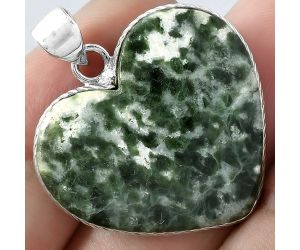 Valentine Gift Heart Natural Dioptase Pendant SDP101164 P-1043, 25x27 mm