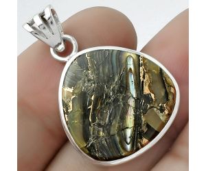 Natural Copper Abalone Shell Pendant SDP102710 P-1002, 19x19 mm