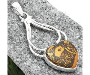 Valentine Gift Heart Coquina Fossil Jasper - India Pendant SDP103008 P-1253, 18x18 mm