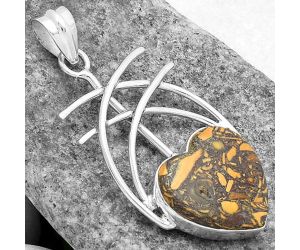 Valentine Gift Heart Coquina Fossil Jasper - India Pendant SDP103019 P-1010, 17x17 mm