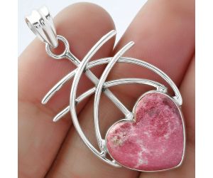 Valentine Gift Heart Natural Pink Thulite - Norway Pendant SDP103020 P-1010, 16x17 mm