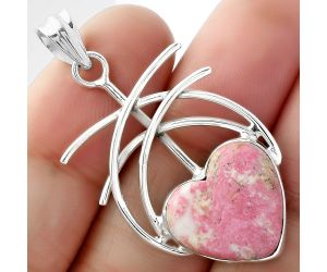 Valentine Gift Heart Natural Pink Thulite - Norway Pendant SDP103027 P-1010, 16x16 mm