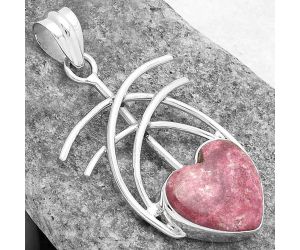 Valentine Gift Heart Natural Pink Thulite - Norway Pendant SDP103037 P-1010, 14x15 mm