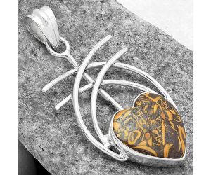 Valentine Gift Heart Coquina Fossil Jasper - India Pendant SDP103040 P-1010, 15x16 mm
