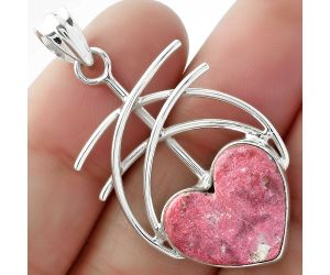 Valentine Gift Heart Natural Pink Thulite - Norway Pendant SDP103044 P-1010, 15x17 mm