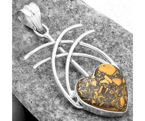Valentine Gift Heart Coquina Fossil Jasper - India Pendant SDP103048 P-1010, 16x16 mm