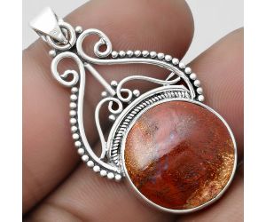 Natural Red Moss Agate Pendant SDP103557 P-1541, 18x18 mm