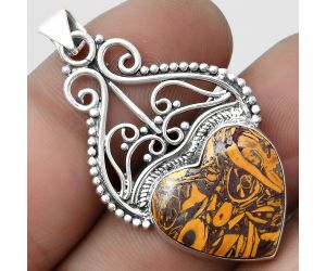 Valentine Gift Heart Coquina Fossil Jasper - India Pendant SDP103577 P-1541, 17x18 mm