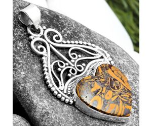 Valentine Gift Heart Coquina Fossil Jasper - India Pendant SDP103577 P-1541, 17x18 mm