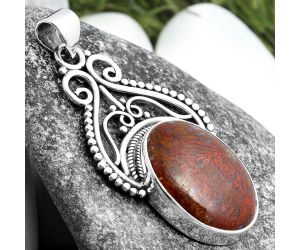 Natural Red Moss Agate Pendant SDP103591 P-1541, 15x20 mm