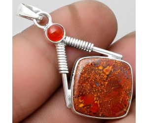 Natural Red Moss Agate & Carnelian Pendant SDP104335 P-1600, 17x17 mm