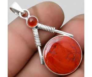 Natural Red Moss Agate & Carnelian Pendant SDP104336 P-1600, 18x18 mm