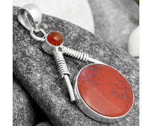 Natural Red Moss Agate & Carnelian Pendant SDP104336 P-1600, 18x18 mm