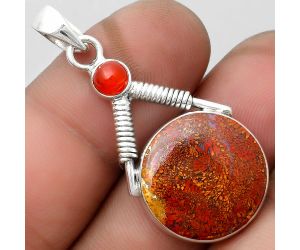 Natural Red Moss Agate & Carnelian Pendant SDP104349 P-1600, 18x18 mm