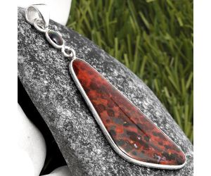 Blood Stone & Chalama Black Opal Pendant SDP105327 P-1098, 17x40 mm