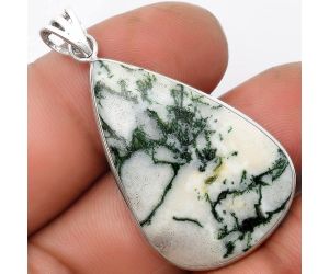 Natural Tree Weed Moss Agate - India Pendant SDP105807 P-1001, 22x34 mm