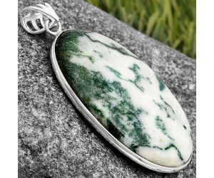 Natural Tree Weed Moss Agate - India Pendant SDP105857 P-1001, 23x37 mm