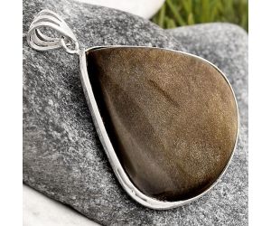Natural Silver Obsidian Pendant SDP106420 P-1001, 32x38 mm