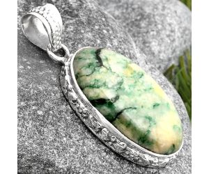 Green Mariposite 925 Sterling Silver Pendant Jewelry SDP106755 P-1060, 14x27 mm
