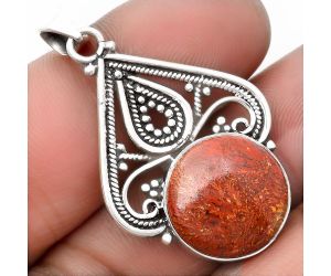 Natural Red Moss Agate Pendant SDP107264 P-1541, 16x16 mm