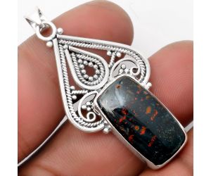 Natural Blood Stone - India Pendant SDP107268 P-1541, 12x22 mm