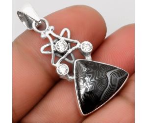 Star - Crown Of Silver - Black Malachite & White Zircon Pendant SDP107509 P-1095, 14x18 mm