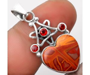 Valentine Gift Star - Heart Noreena Jasper & Garnet Pendant SDP107512 P-1095, 15x16 mm