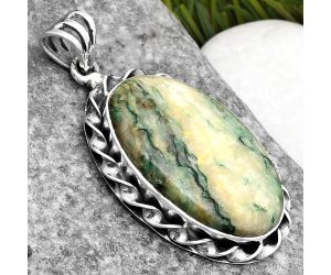 Natural Tree Weed Moss Agate - India Pendant SDP107695 P-1081, 17x27 mm