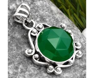 Faceted Natural Green Onyx Pendant SDP107829 P-1018, 14x14 mm