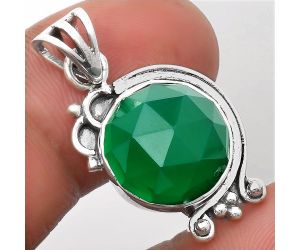 Faceted Natural Green Onyx Pendant SDP107842 P-1019, 14x14 mm