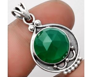 Faceted Natural Green Onyx Pendant SDP107937 P-1020, 14x14 mm
