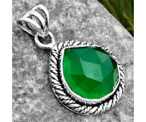Faceted Natural Green Onyx Pendant SDP108076 P-1074, 14x14 mm