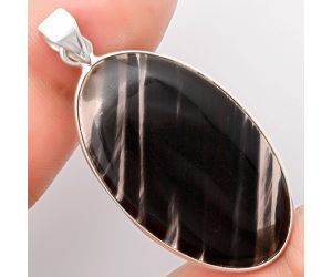 Natural Black Lace Obsidian Pendant SDP108541 P-1001, 21x36 mm