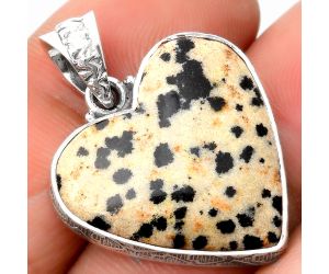 Valentine Gift Heart Natural Dalmatian Pendant SDP108785 P-1043, 23x23 mm