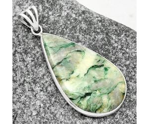 Natural Tree Weed Moss Agate - India Pendant SDP109420 P-1001, 20x35 mm