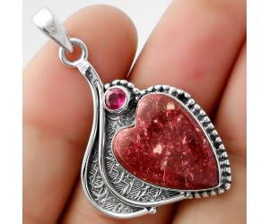 Valentine Gift Heart Pink Thulite - Norway & Ruby Pendant SDP109636 P-1467, 14x19 mm