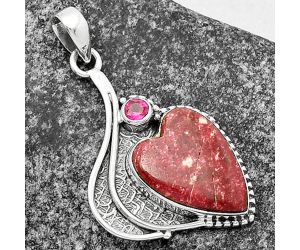 Valentine Gift Heart Pink Thulite - Norway & Ruby Pendant SDP109636 P-1467, 14x19 mm