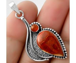 Natural Red Moss Agate & Carnelian Pendant SDP109637 P-1467, 11x18 mm