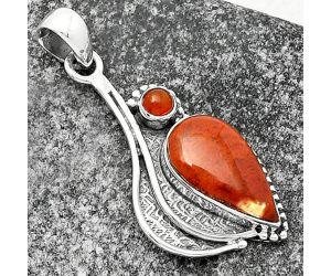 Natural Red Moss Agate & Carnelian Pendant SDP109656 P-1467, 10x18 mm