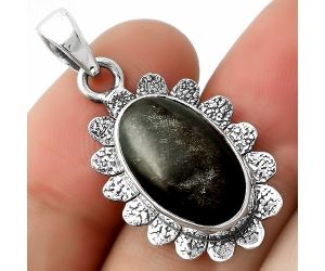 Natural Silver Obsidian Pendant SDP109684 P-1205, 10x18 mm