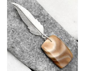 Feather - Natural Flint Stone Pendant SDP109814 P-1280, 17x21 mm