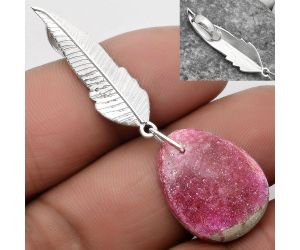 Feather - Natural Pink Cobalt Pendant SDP109834, 17x21 mm