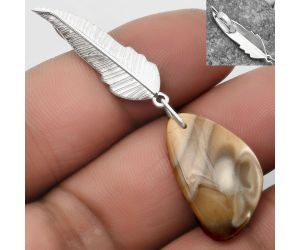 Feather - Natural Flint Stone Pendant SDP109863 P-1280, 15x24 mm