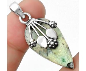 Dendritic Chrysoprase - Africa 925 Sterling Silver Pendant Jewelry SDP111360 P-1647, 15x29 mm
