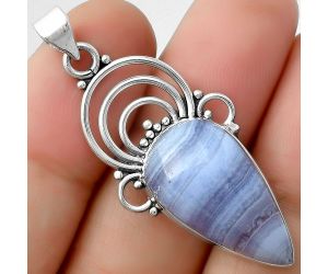 Natural Blue Lace Agate - South Africa Pendant SDP111537 P-1541, 13x24 mm