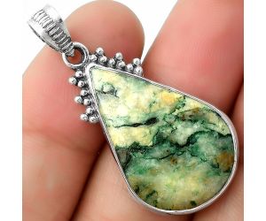 Natural Tree Weed Moss Agate - India Pendant SDP112026 P-1086, 18x28 mm
