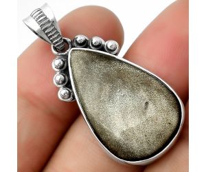 Natural Silver Obsidian Pendant SDP112082 P-1087, 17x27 mm