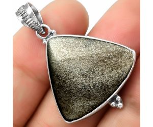Natural Silver Obsidian Pendant SDP112115 P-1100, 23x26 mm
