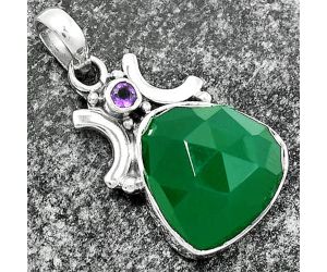 Faceted Natural Green Onyx & Amethyst Pendant SDP112224 P-1021, 16x16 mm