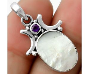 Natural Mother Of Pearl & Amethyst Pendant SDP112239 P-1021, 12x16 mm